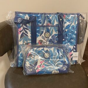 Lilly Pulitzer Originals Tote & Pouch Breezy Aqua Best Fronds Forever NWT